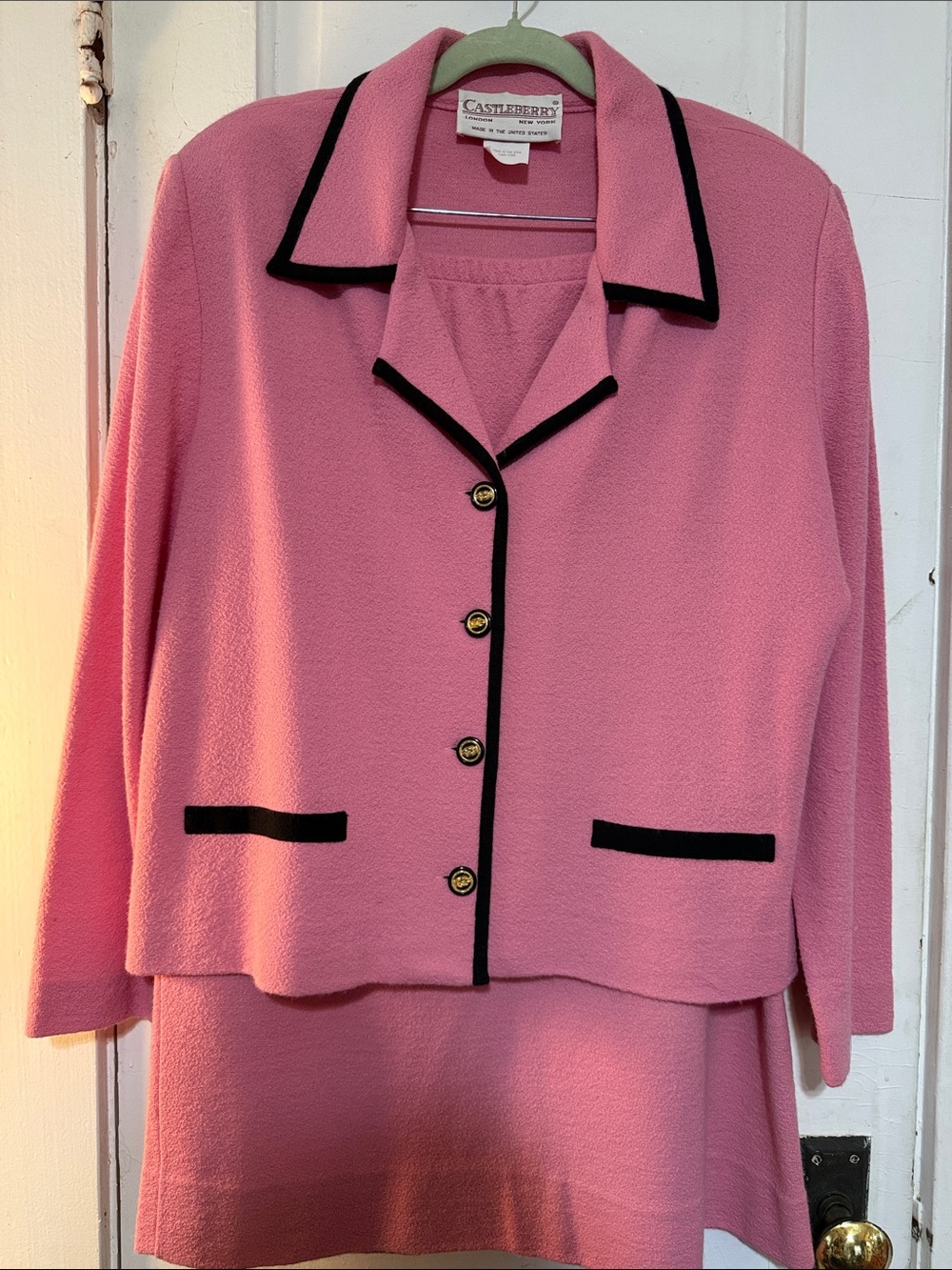 Castlebury Women’s Pink Two-Piece Sleep Set with Black Trim